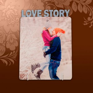 Фоторамка металл сублимационная "Love story" вертик 165*120 мм